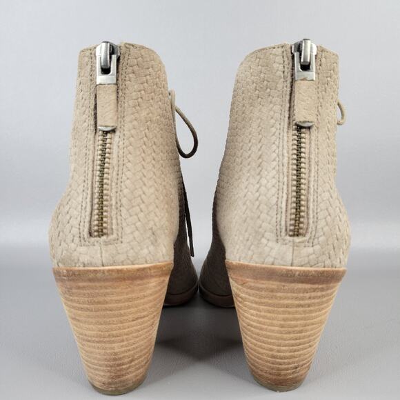 Eileen Fisher Womens Slew Ankle Bootie Peep Toe Lace Up Zip Suede Tan Size 8.5 M - Picture 7 of 11